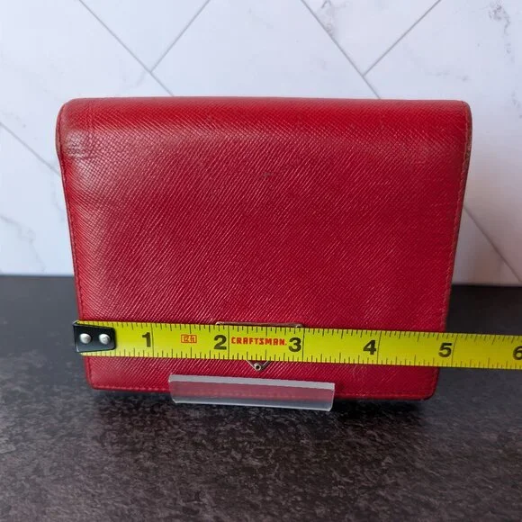 Prada Red Leather Wallet – Classic Snap Closure - Picture 16 of 17